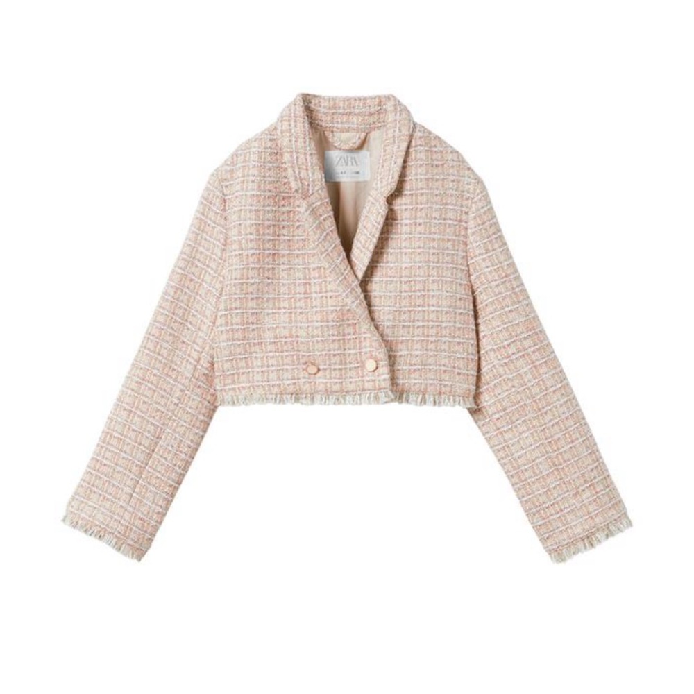 Zara Kids Cream Pink Tweed Matching Set Girls 10 Top.11/12 Squorts  Chanel Inspo - Picture 3 of 10